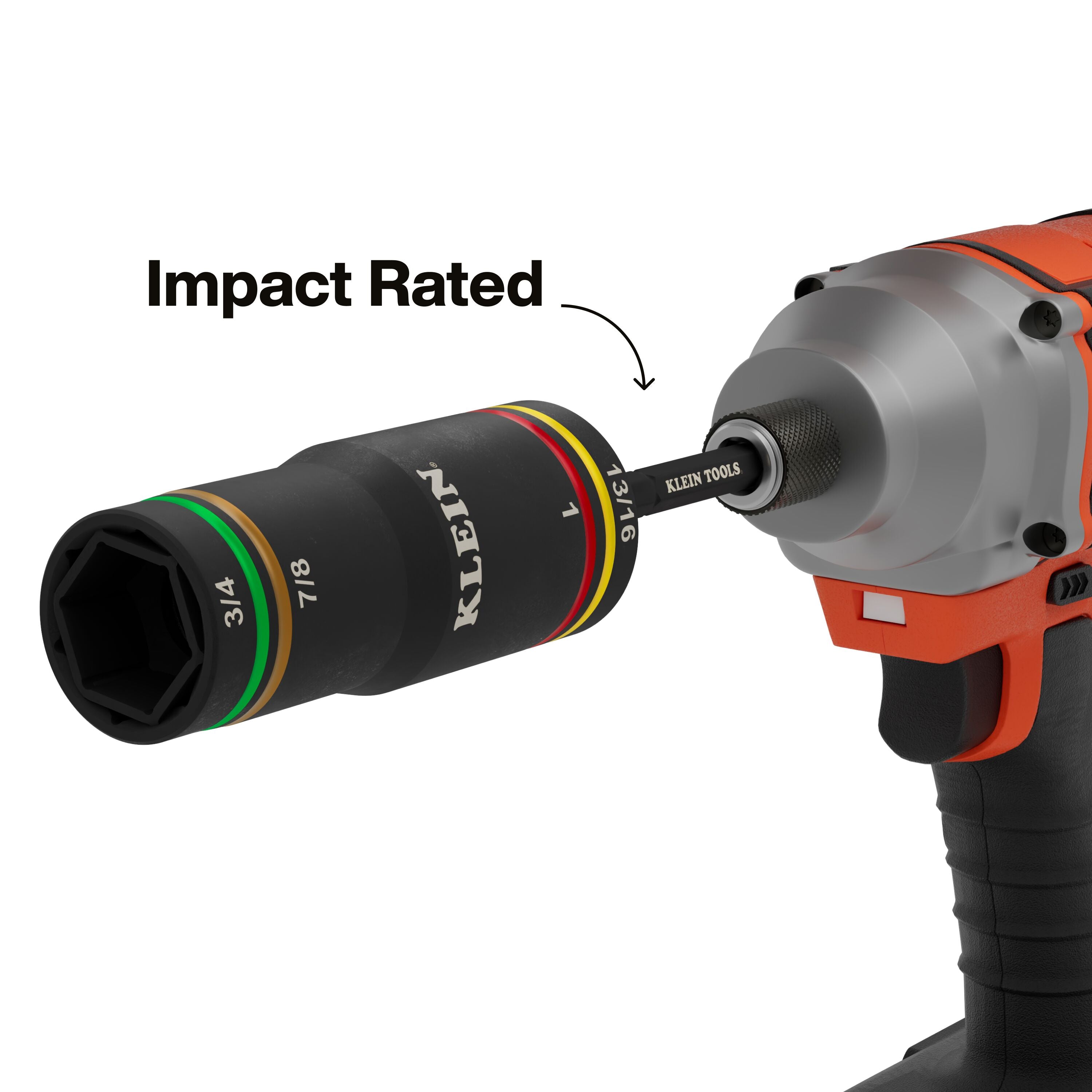 Klein KLE-6513QS KNECT™ Quad-4 Heavy-Duty Impact Flip Socket, SAE, 2-Piece - Ace Tool Group - Klein Tools
