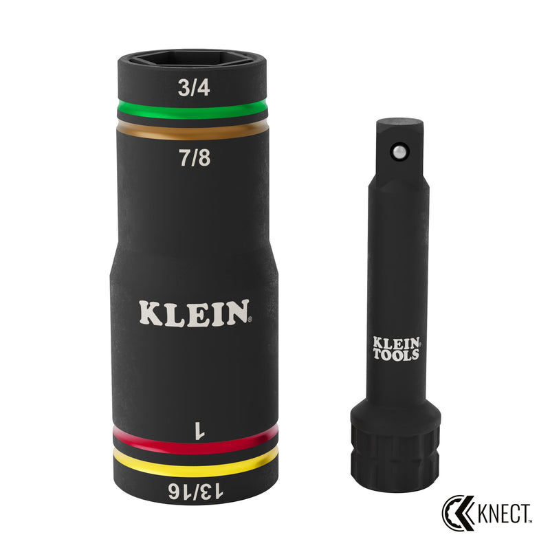 Klein KLE-6513QS KNECT™ Quad-4 Heavy-Duty Impact Flip Socket, SAE, 2-Piece - Ace Tool Group - Klein Tools