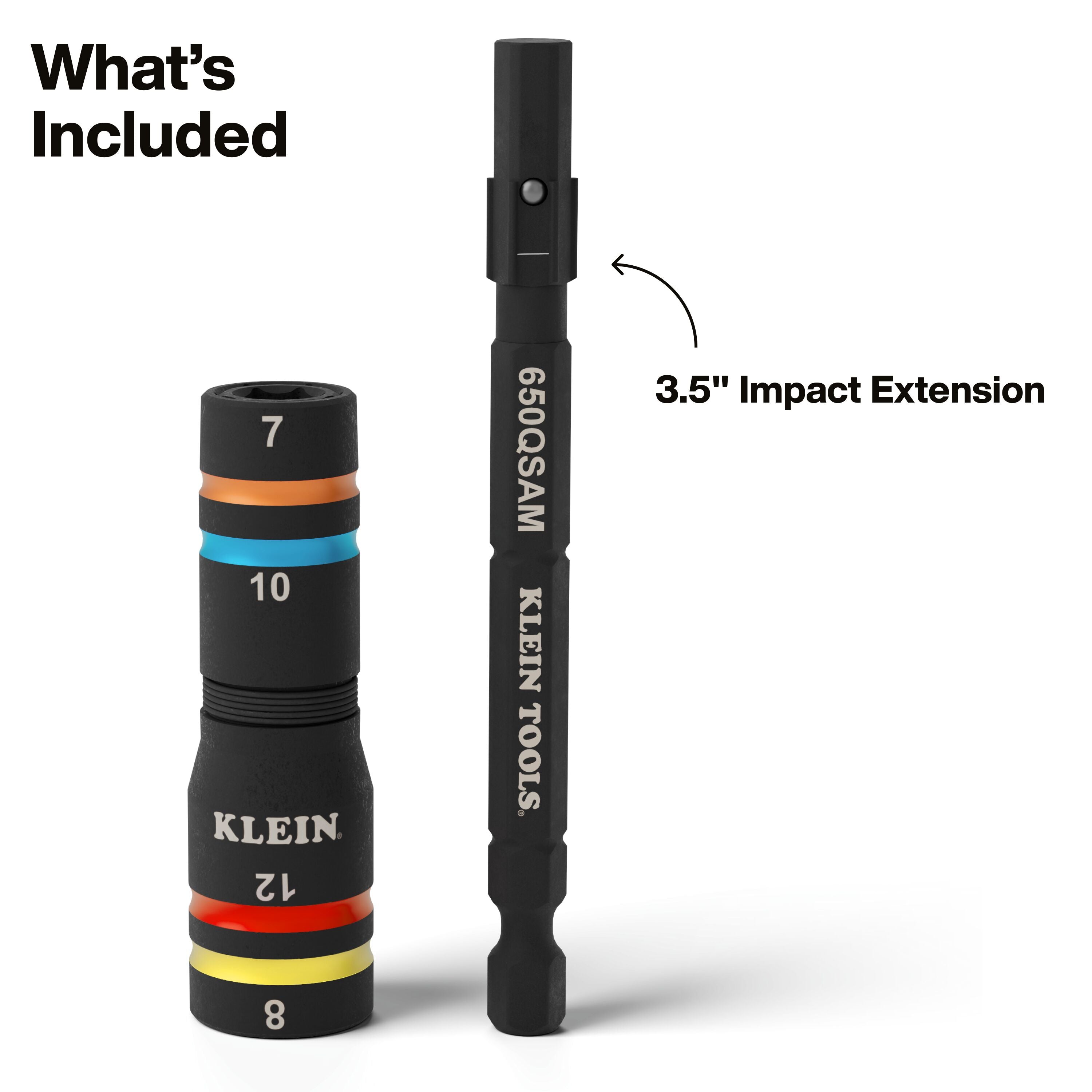 Klein KLE-651MQS Quad-4 Heavy-Duty Impact Flip Socket, Metric, 3-1/2-Inch Shaft, 2-Piece - Ace Tool Group - Klein Tools