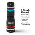 Klein KLE-652MQS Quad-8 Heavy-Duty Impact Flip Sockets, Metric, 3-Piece - Ace Tool Group - Klein Tools