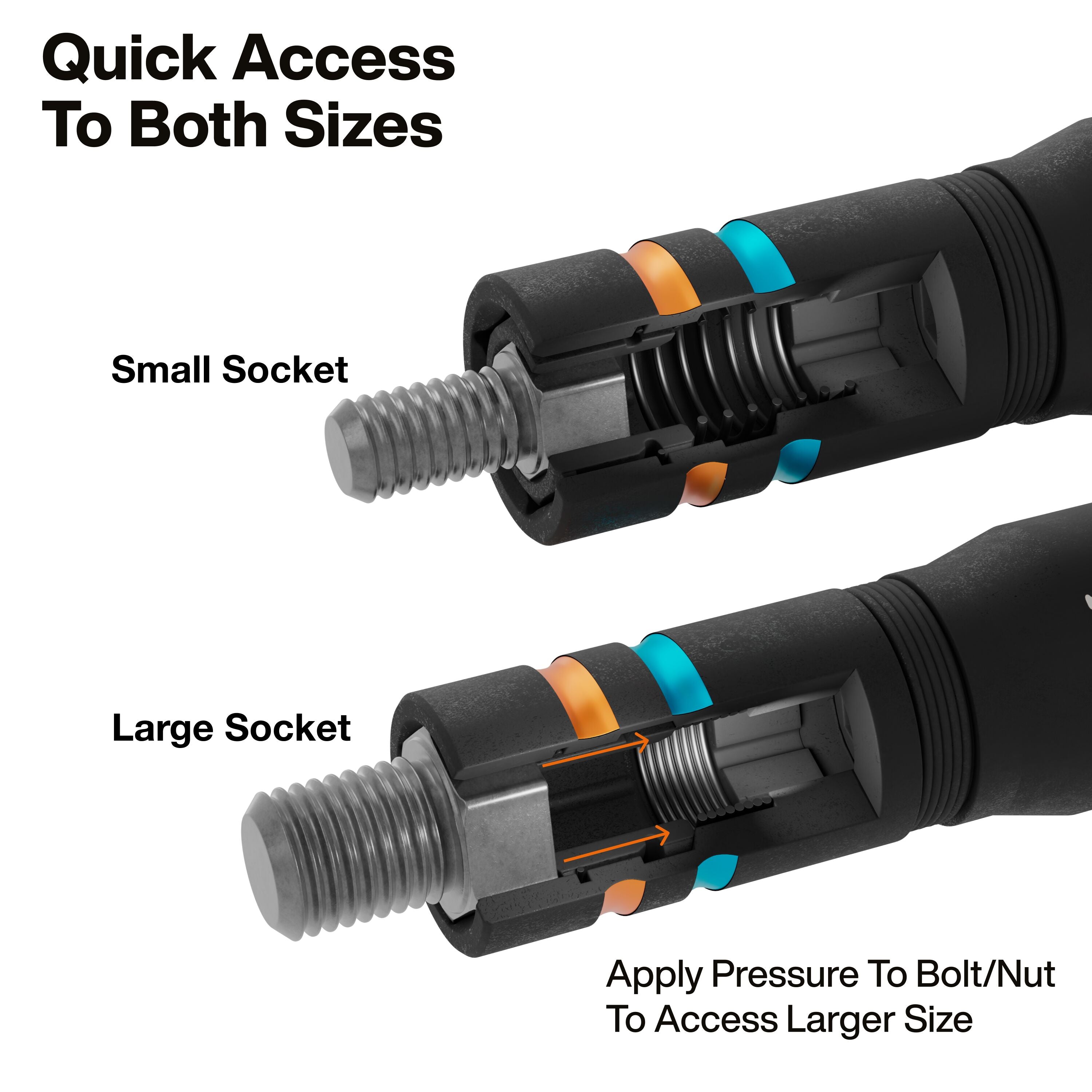 Klein KLE-652MQS Quad-8 Heavy-Duty Impact Flip Sockets, Metric, 3-Piece - Ace Tool Group - Klein Tools
