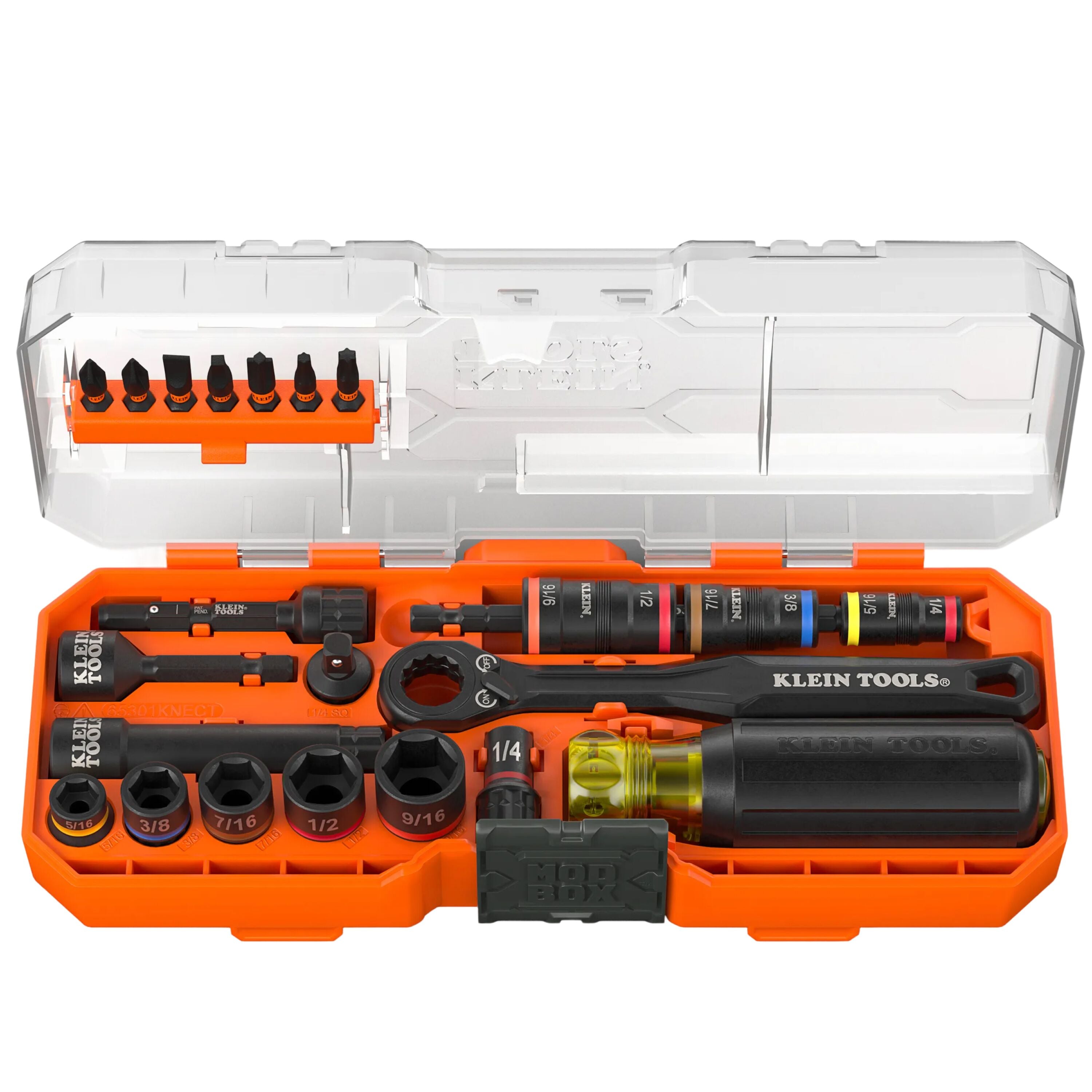Klein KNECT™ Pass-Through and Flip Socket Starter Set, SAE, 23-Piece - Ace Tool Group - KLEIN