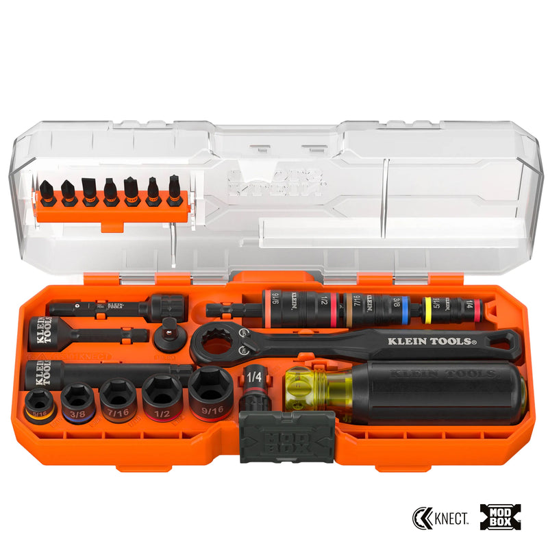 Klein KNECT™ Pass-Through and Flip Socket Starter Set, SAE, 23-Piece - Ace Tool Group - KLEIN