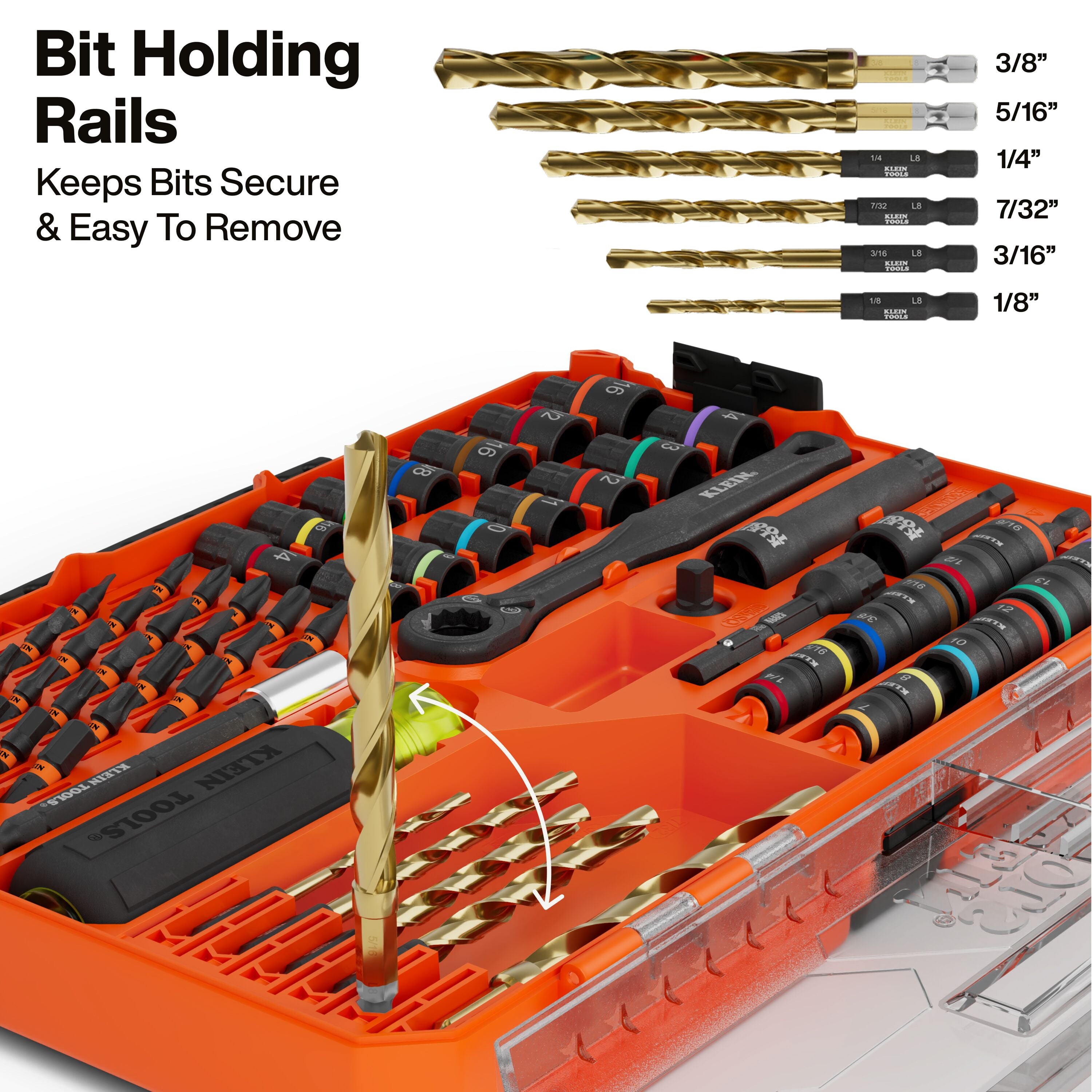 Klein 65304KNECT KNECT™ Impact-Rated Drill and Driver Combo Set, SAE/Metric, 65-Piece