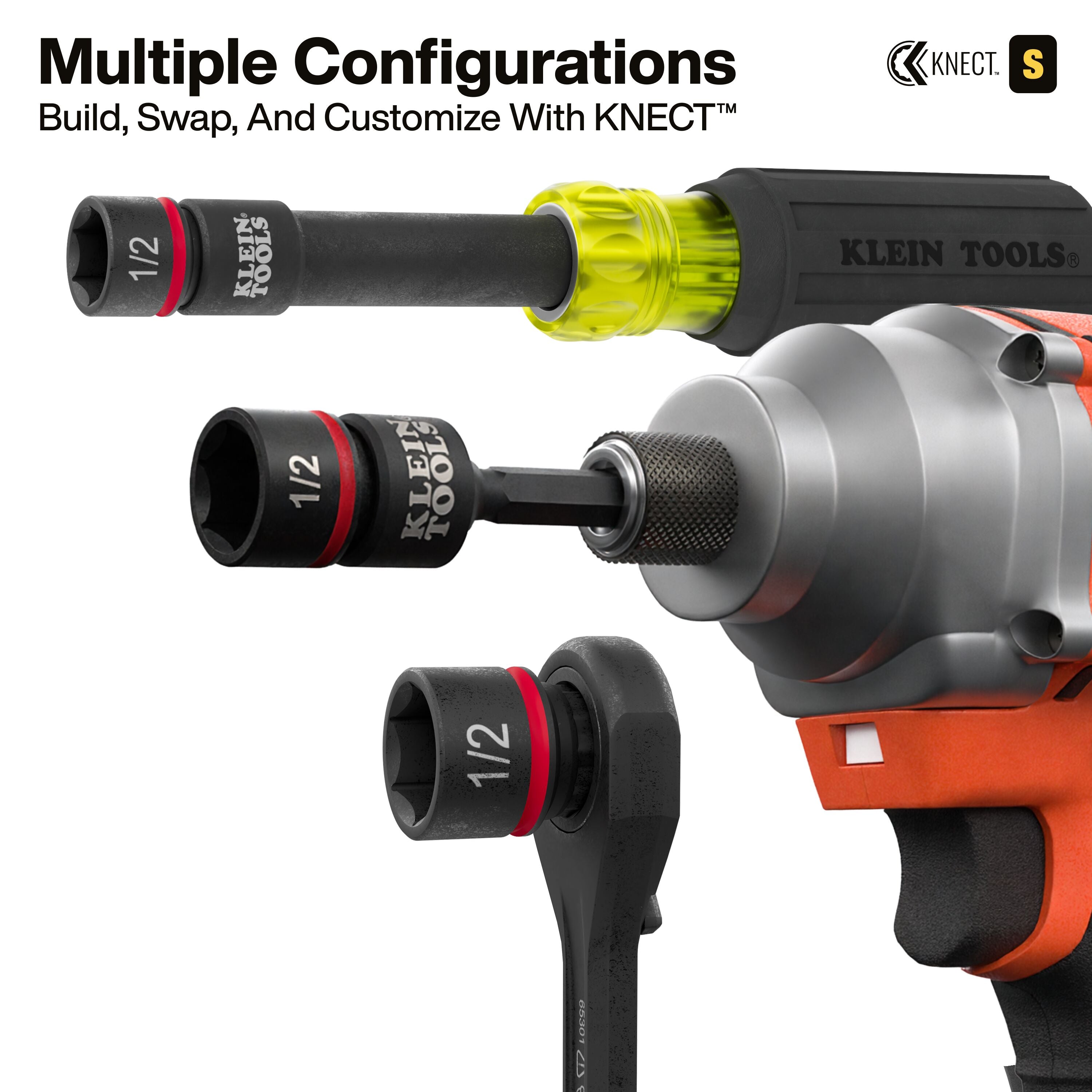 Klein 65304KNECT KNECT™ Impact-Rated Drill and Driver Combo Set, SAE/Metric, 65-Piece
