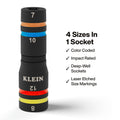 Klein KLE-653MQS KNECT™ Quad-12 Heavy-Duty Impact Flip Sockets, SAE and Metric, 6-Piece - Ace Tool Group - Klein Tools