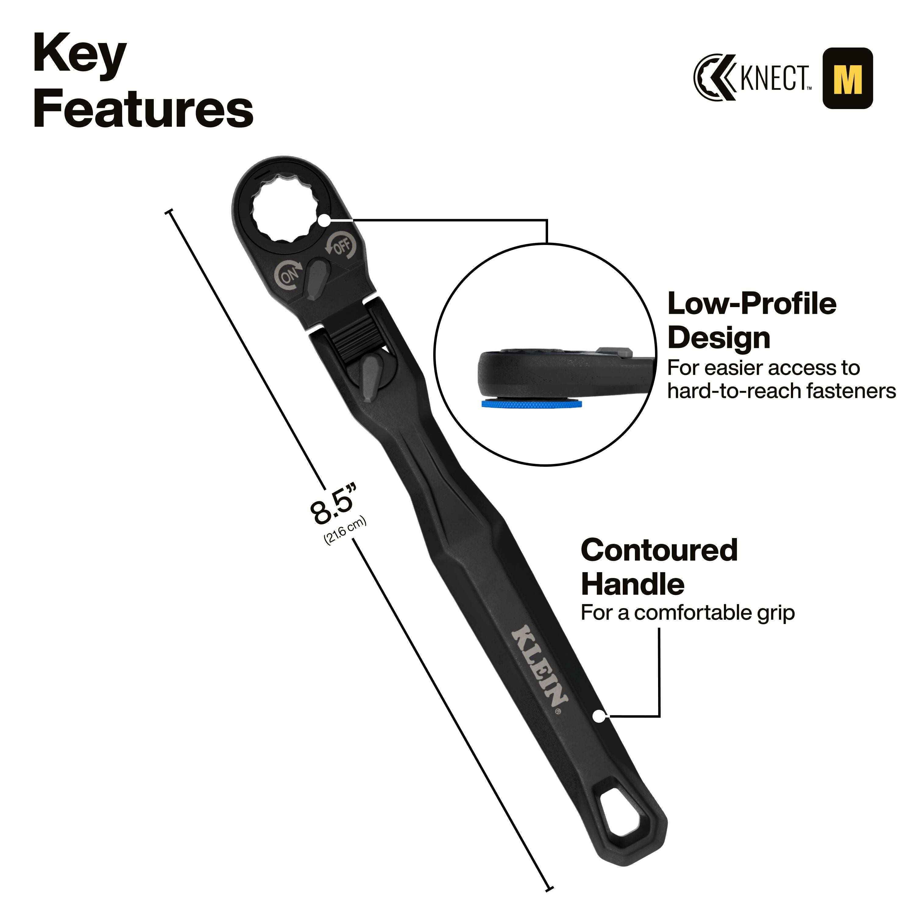 Klein 65430LP KNECT Ratcheting 9-in-1 Low-Profile Socket Wrench Set - Ace Tool Group - Klein