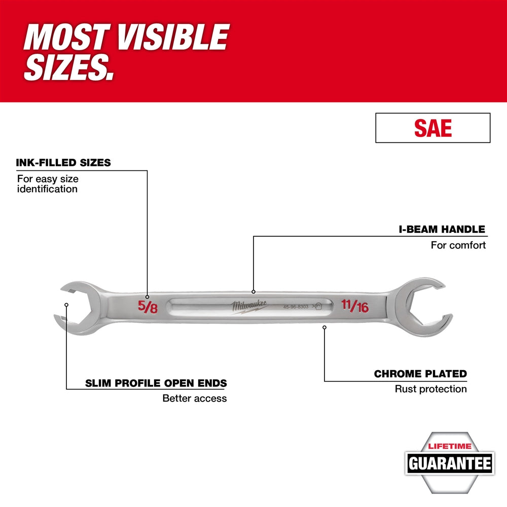 Milwaukee 45-96-8300 1/4" X 5/16" Double End Flare Nut Wrench - Ace Tool Group - Milwaukee