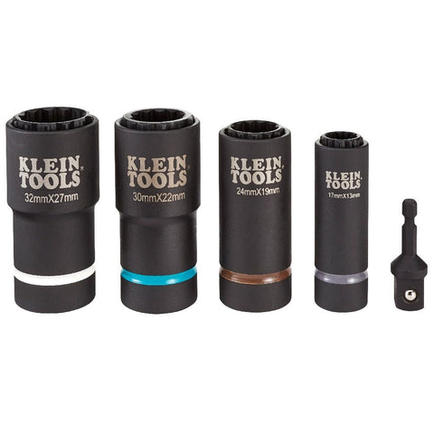 Klein 66050E 2-in-1 Metric Impact Socket Set, 12 pt, 5 pc - Ace Tool Group - Klein