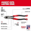 Milwaukee MT550 9" Lineman's Comfort Grip Pliers - Ace Tool Group - Milwaukee