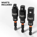 Klein 65813SW Swivel Impact Driver Socket Adapter Set, 3-Piece - Ace Tool Group - Ace Tool Group