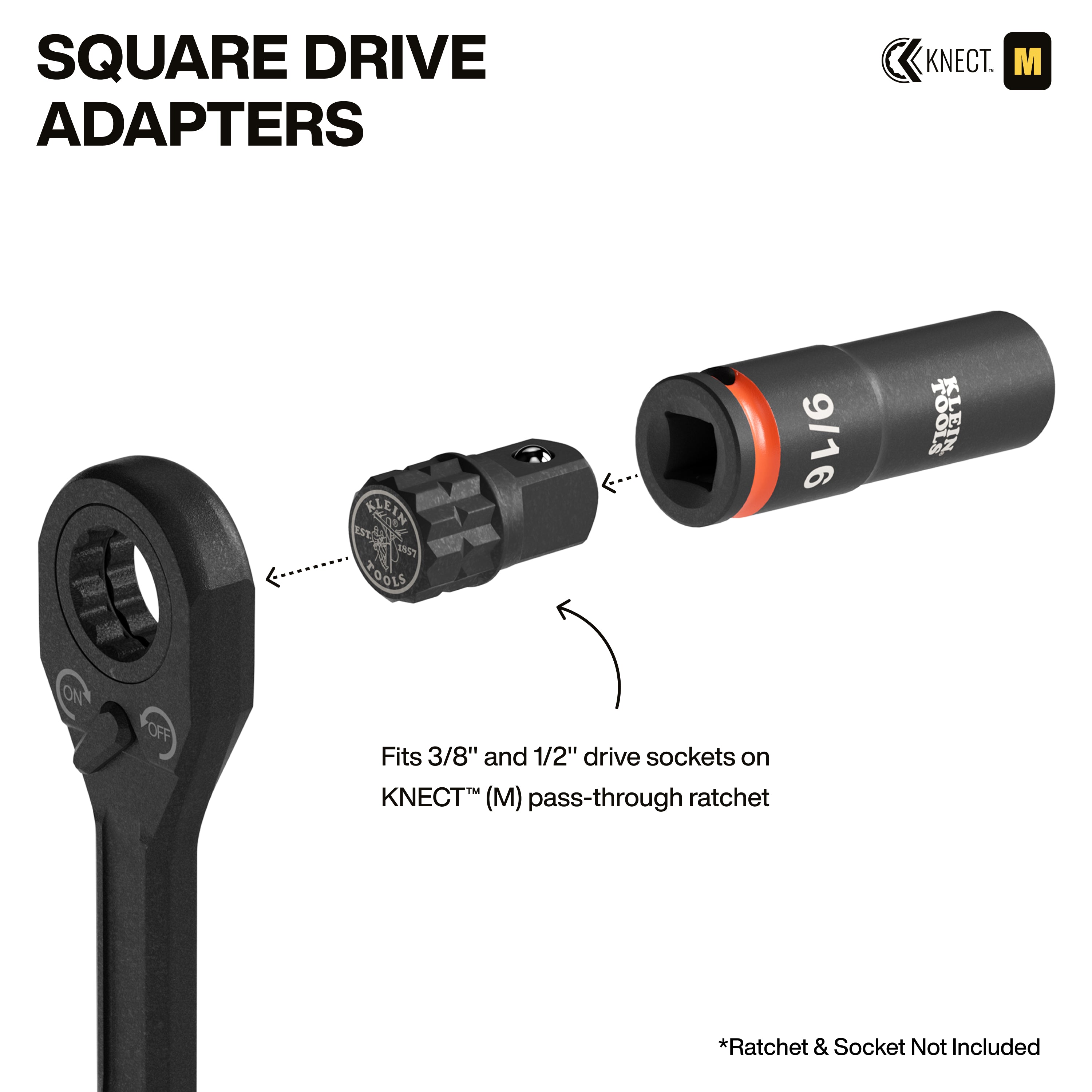 Klein 65KADP KNECT™ (M) Impact Socket Wrench Adapter Set - Ace Tool Group - Ace Tool Group