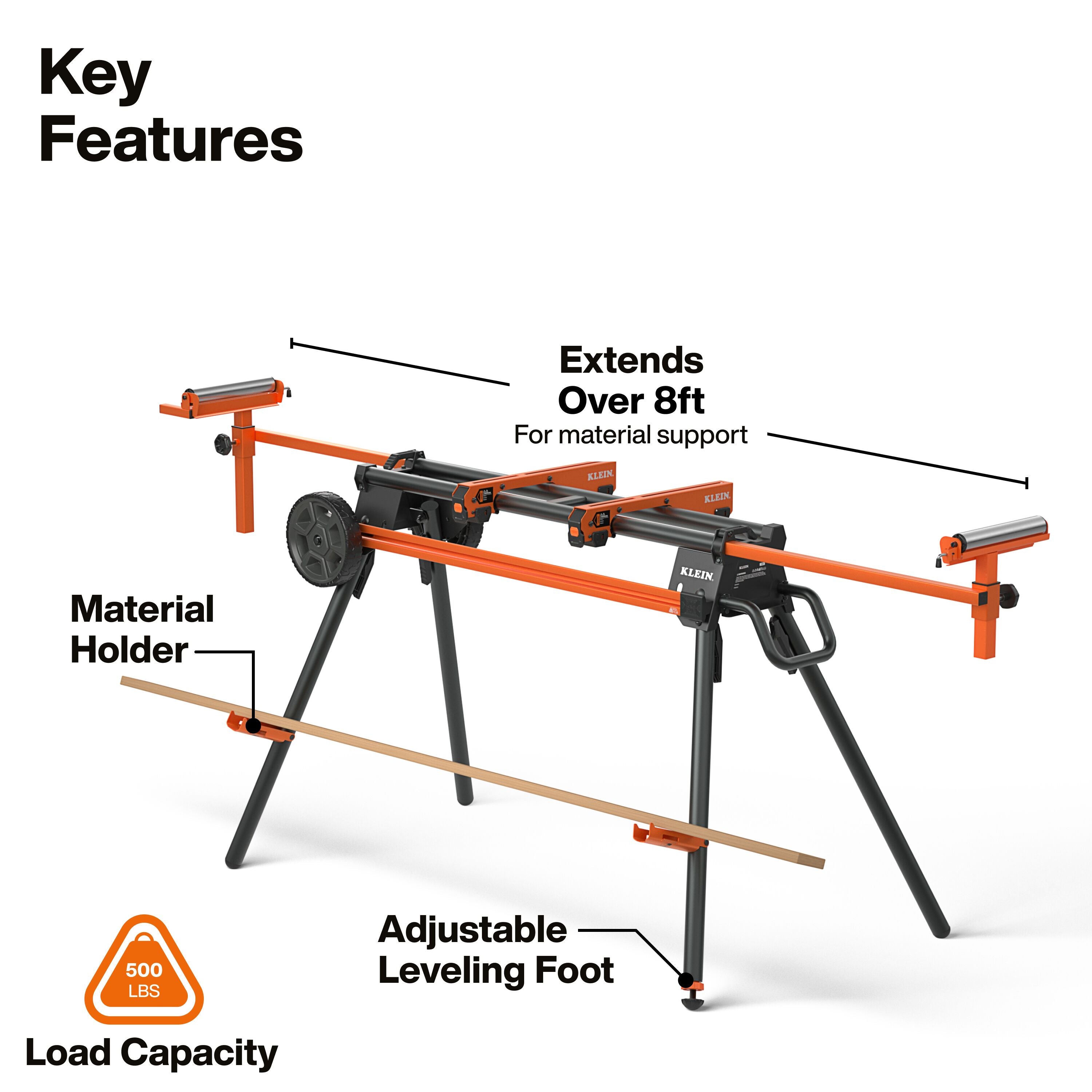 Klein 66184 Adjustable Rolling Miter Saw Stand - Ace Tool Group - Klein