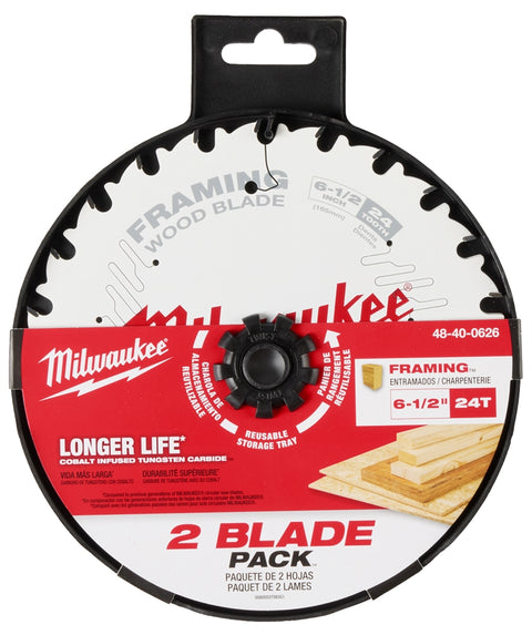 Milwaukee 48-40-0626 6-1/2" 24T Framing Circular Saw Blade 2PK - Ace Tool Group - Milwaukee