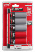 Milwaukee 49-66-7831 SHOCKWAVE Impact Duty 1/2 Drive SAE & Metric 5PC Lug Nut Wheel Socket Set - Ace Tool Group - Milwaukee
