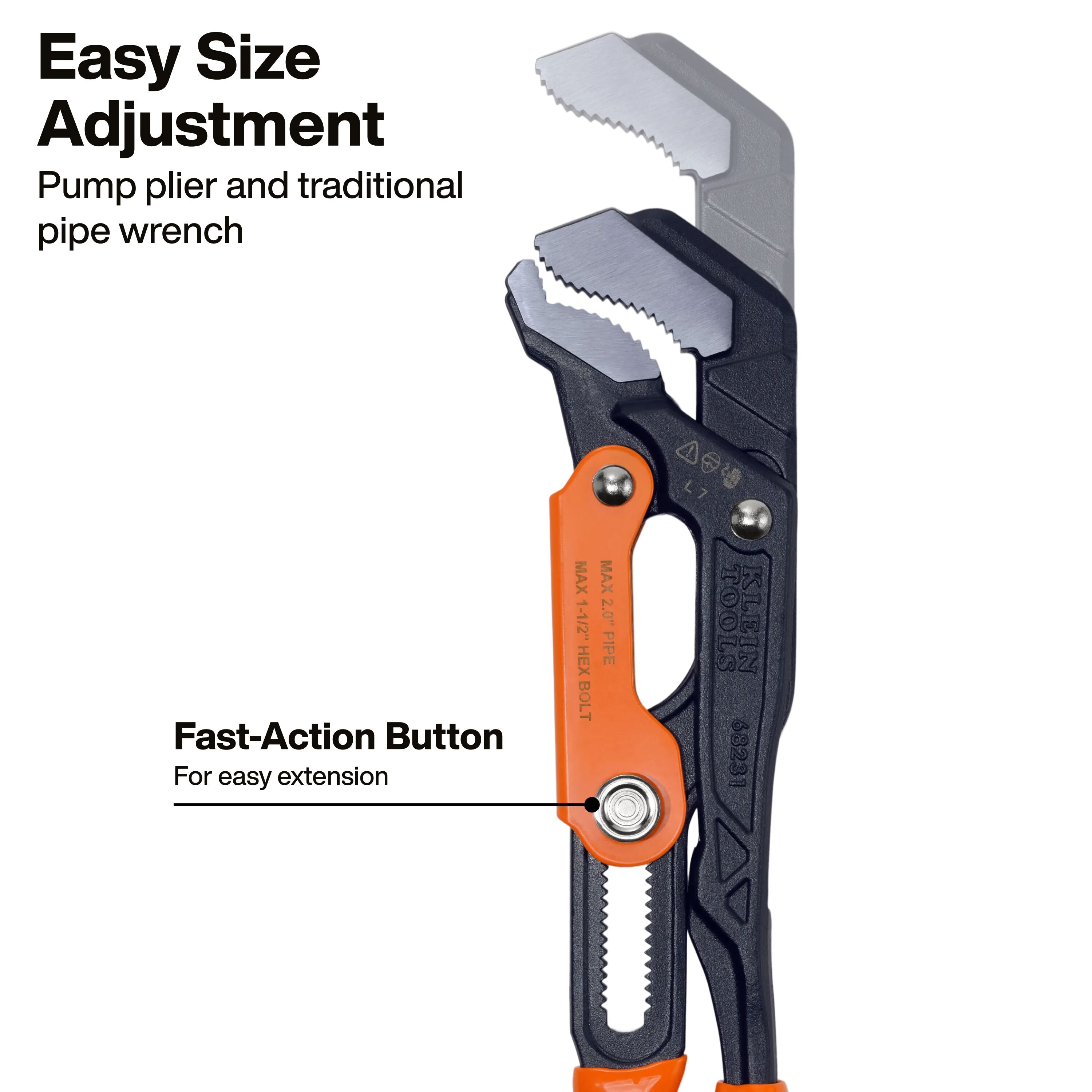 Klein 68231 Quick-Adjust S-Jaw Pipe Wrench, 17-Inch