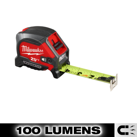 Milwaukee 48-22-0428 25ft Tape Measure w/ 100L Light