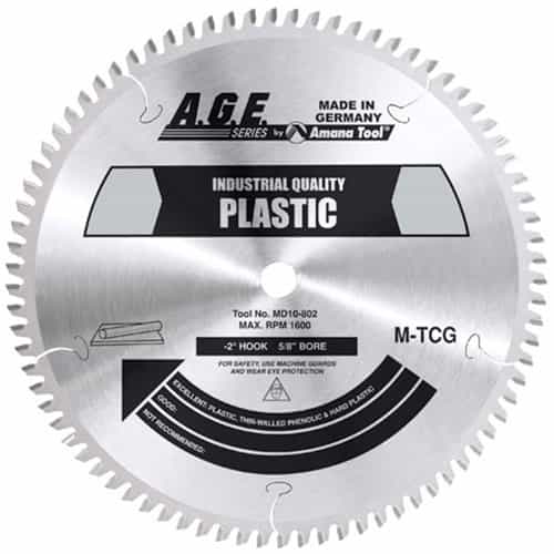 Age Saw Blades Md10-802 Plastic 10"X80T Mtcg 5/8" Bore - Ace Tool Group - A.G.E Cutting Tools