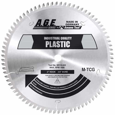 Age Saw Blades Md10-802 Plastic 10"X80T Mtcg 5/8" Bore - Ace Tool Group - A.G.E Cutting Tools