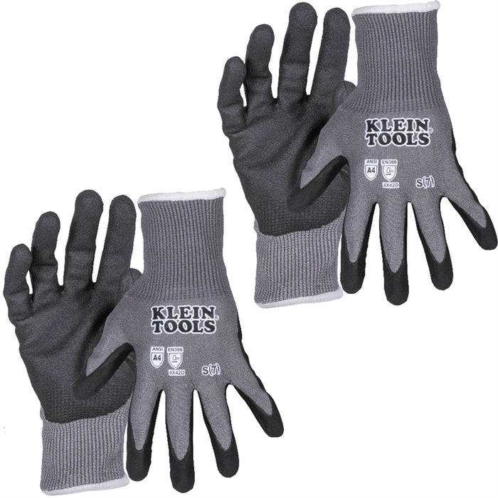 Klein Tools 60587 A4 Cut Knit Dipped Gloves, S, 2-Pr