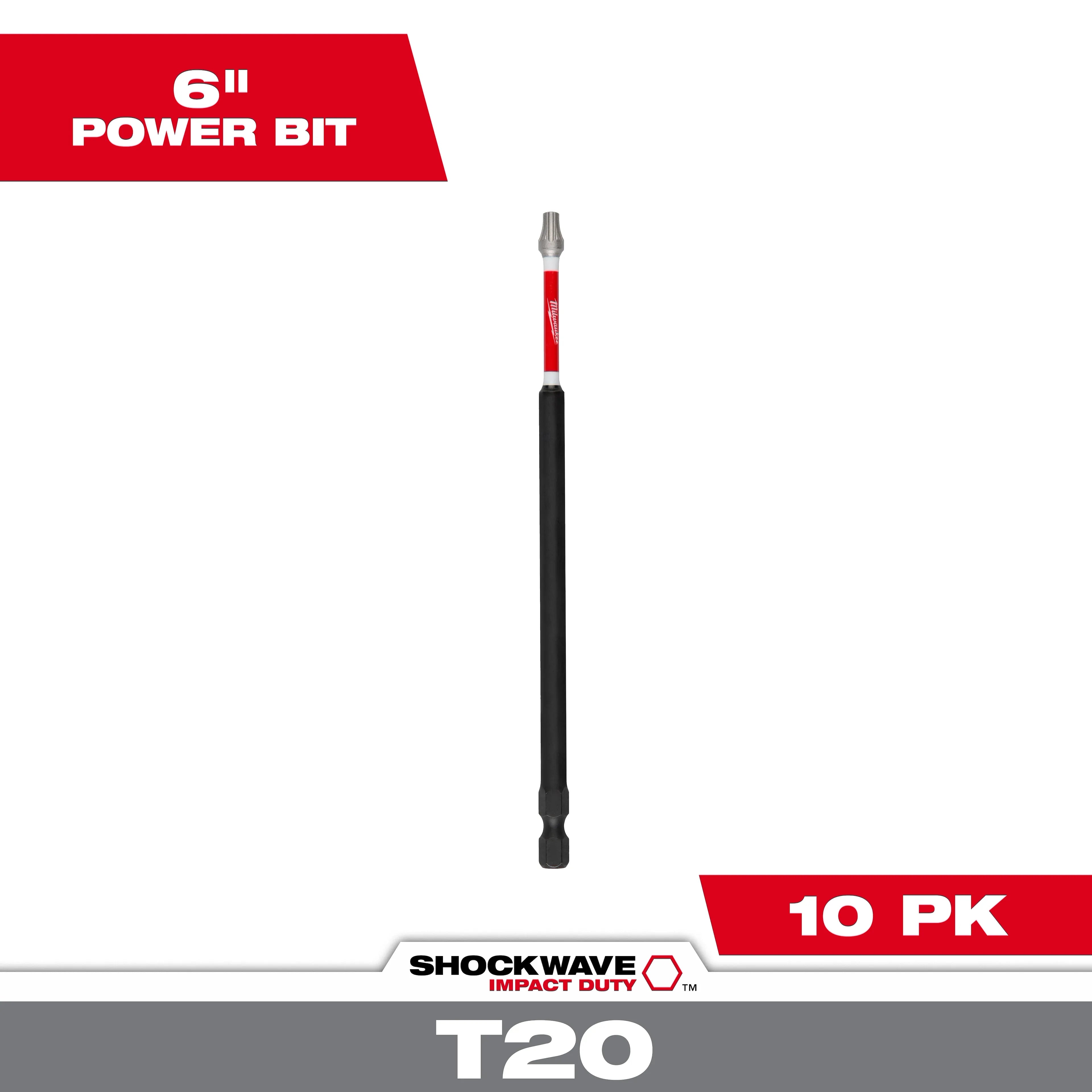 Milwaukee 48-32-4845 SHOCKWAVE 6 in. T20 Impact Power Bits-Bulk 10 - Ace Tool Group - Milwaukee
