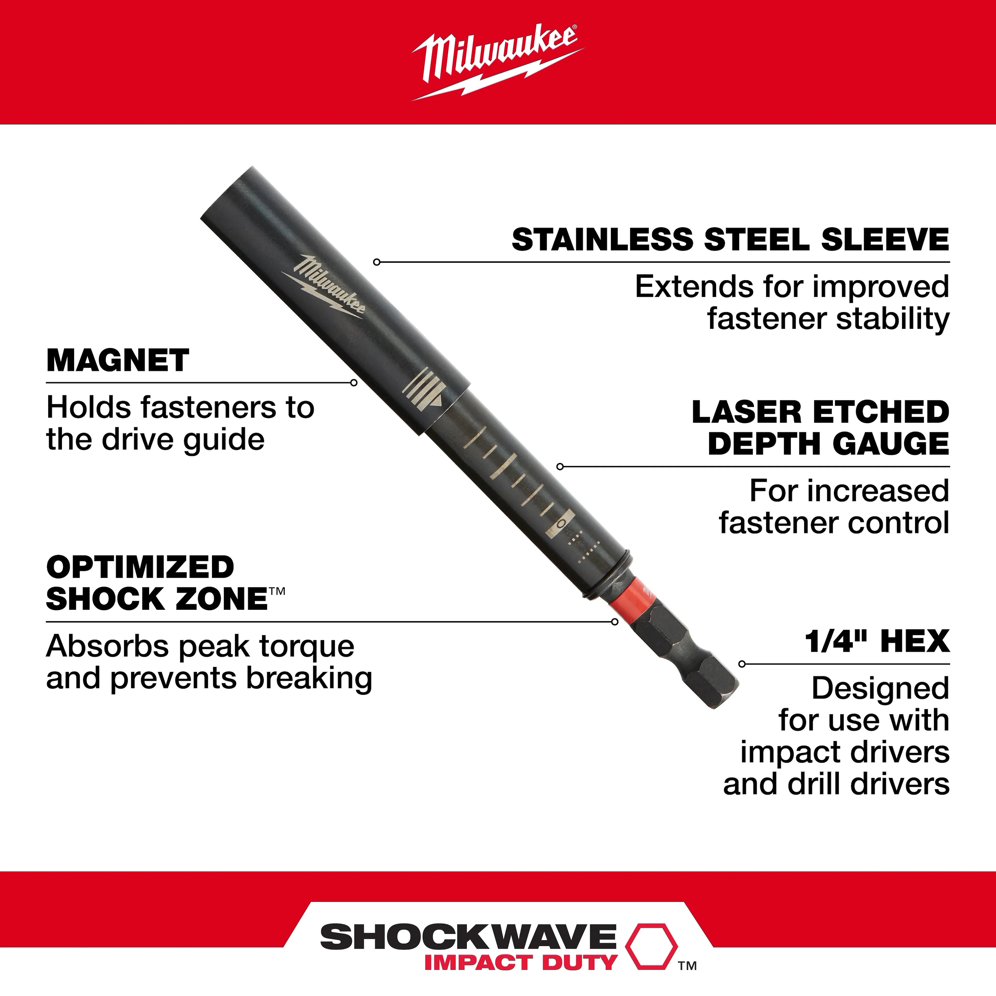 Milwaukee 48-32-4517 6 in. Impact Magnetic Drive Guide - Ace Tool Group - Milwaukee