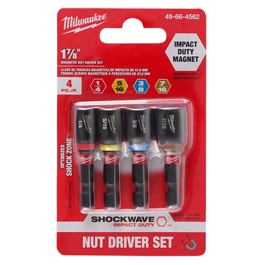 Milwaukee 49-66-4562 SHOCKWAVE Impact Duty 1-7/8" Magnetic Nut Driver Set 4PC - Ace Tool Group - Milwaukee