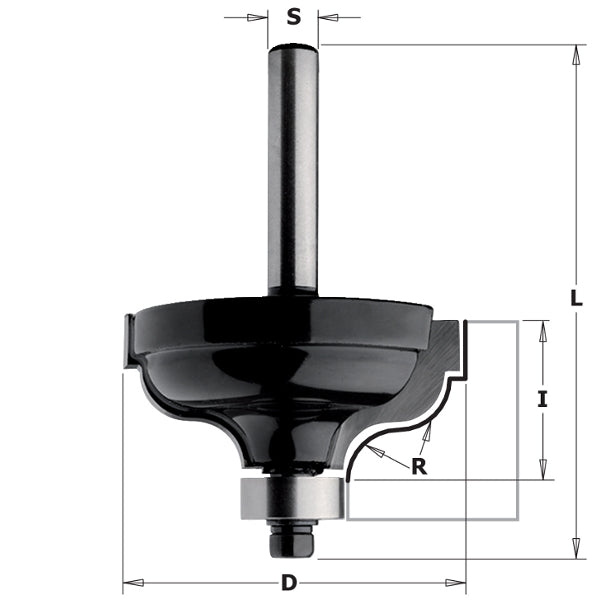 CMT 84602 Contractor Ogee with Fillet Bit, 1-5/8-inch Diameter, 1/4-inch Radius, 1/4-inch Shank - Ace Tool Group - CMT