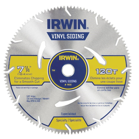 Irwin 21830ZR Marathon Vinyl Siding Circular Saw Blade 7 1/4-Inch 120T - Ace Tool Group - Irwin