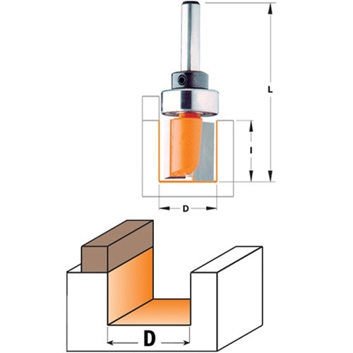 CMT 811.127.11B Pattern Bit with Bearing, 1/4-Inch Shank,1/2-Inch Diameter, Carbide-Tipped - Ace Tool Group - CMT