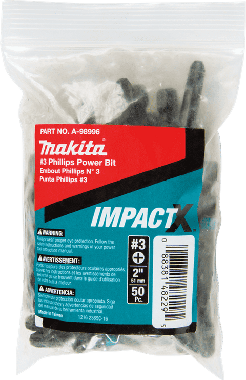 Makita A-99007 #1 Square Recess 2 Inch Power Bits - Ace Tool Group - Makita