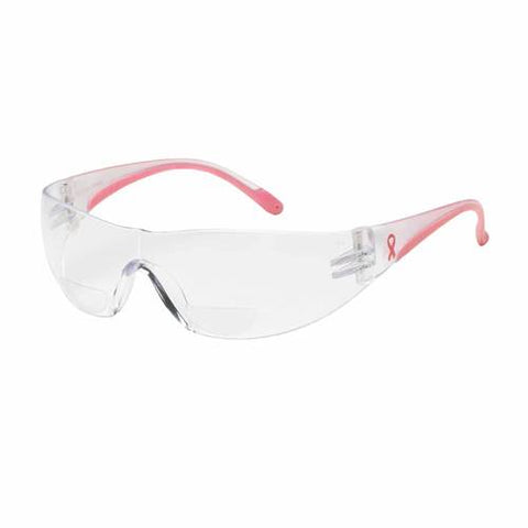 PIP 250-12-0275 Lady Eva Reading Magnifier Eyewear, Corrective Bifocal +2.75 Diopter, Clear Polycarb Lens, Anti-Scratch, Clear/Pink Temple W/ Pink Ribbon, -12 Pack - Ace Tool Group - Protective Industrial Products