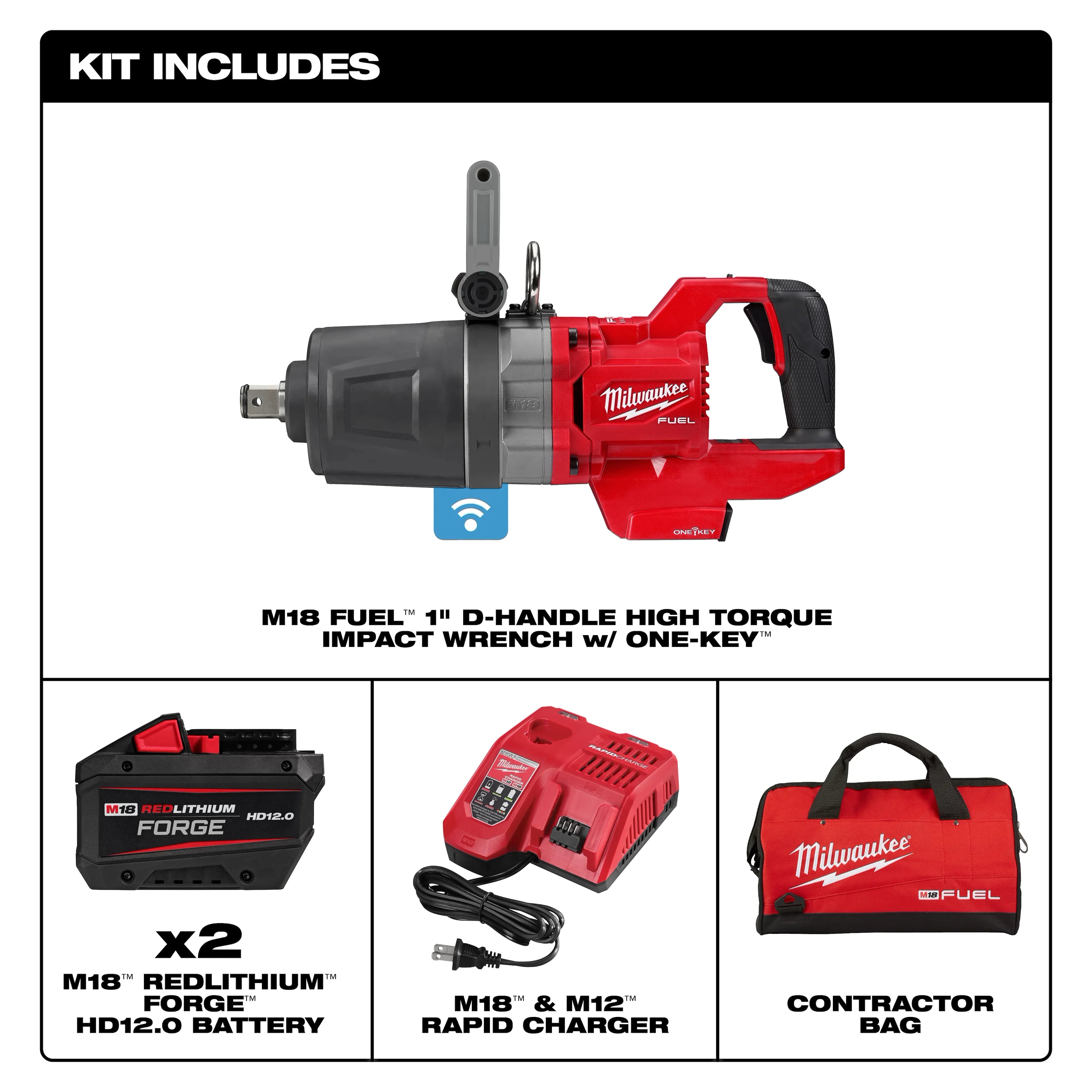 Milwaukee 2868-22HD M18 FUEL 1" D-Handle High Torque Impact Wrench w/ ONE-KEY Kit - Ace Tool Group - Milwaukee