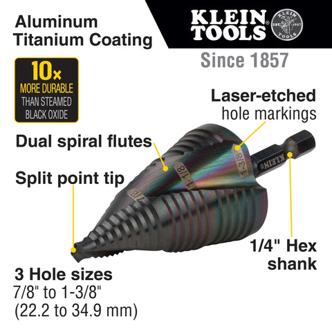 Klein Tools QRST15 1-3/8" Quick Release Step Drill Bit - Ace Tool Group - Klein