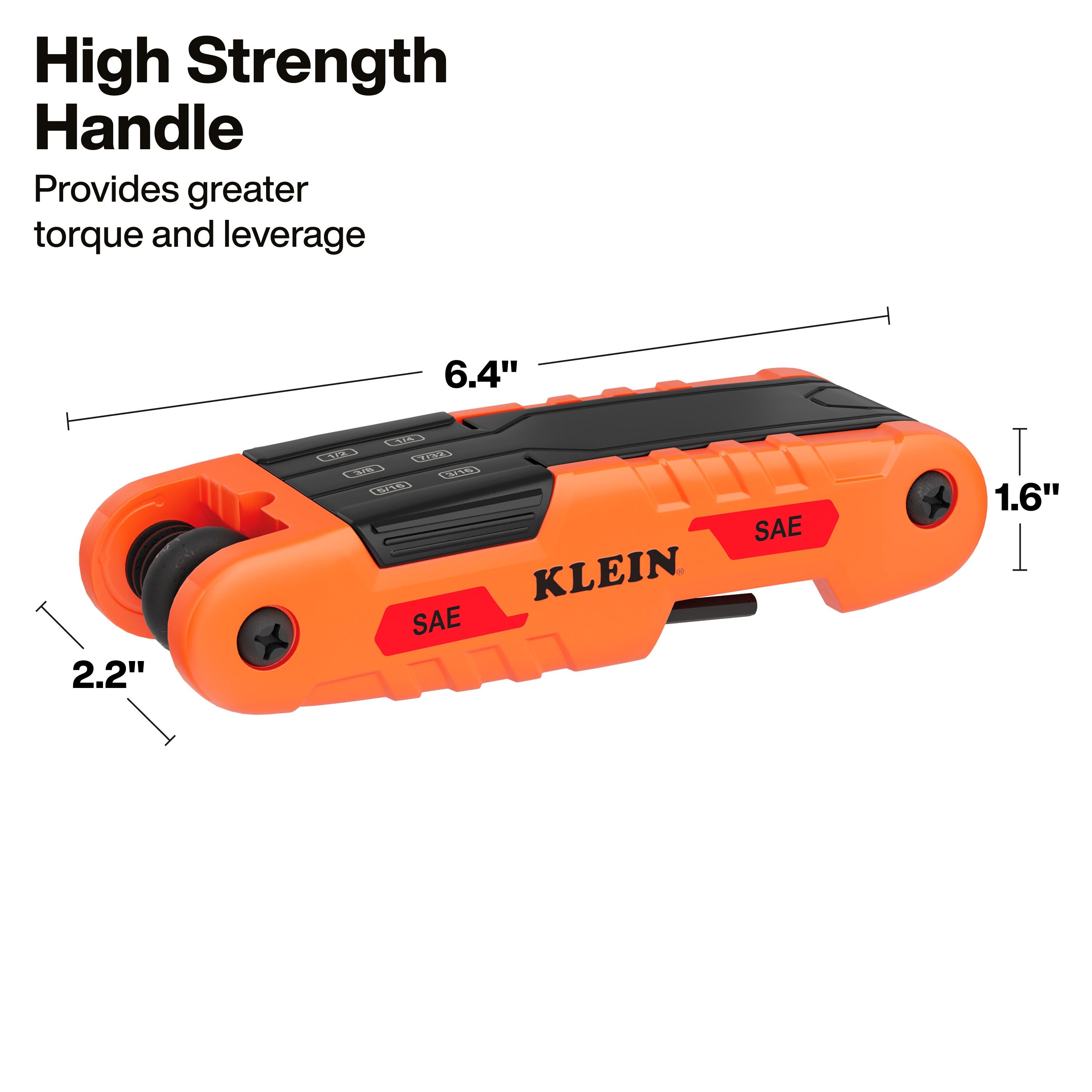 Klein 70550HD Extended Reach Impact Folding Hex Key Set, SAE - Ace Tool Group - Klein