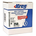 Kreg 305 Stainless Steel Pocket Screws - 2-1/2", #10 Coarse, Washer-Head, 250ct - Ace Tool Group - Kreg