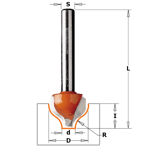 CMT 865.503.11 Decorative Beading Bit, 3/4-Inch Diameter, 1/2-Inch Shank - Ace Tool Group - CMT