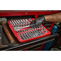Milwaukee 48-22-9010 47 pc 1/2" Socket Wrench Set - SAE & Metric - Ace Tool Group - Milwaukee