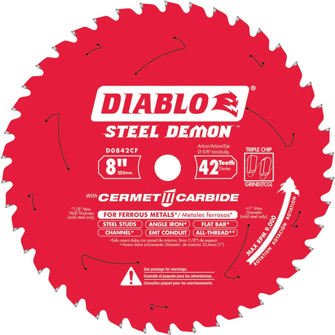 Diablo Tools 8" X 42-Teeth Steel Demon Cermet Ii Saw Blade For Thick Metal - Ace Tool Group - Diablo
