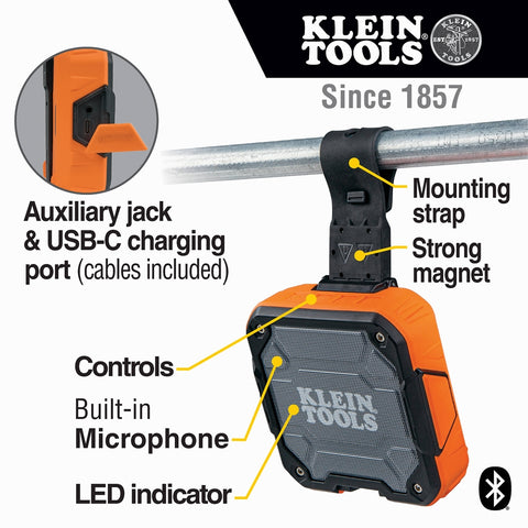 Klein AEPJS2 Bluetooth Speaker with Magnetic Strap - Ace Tool Group - Klein
