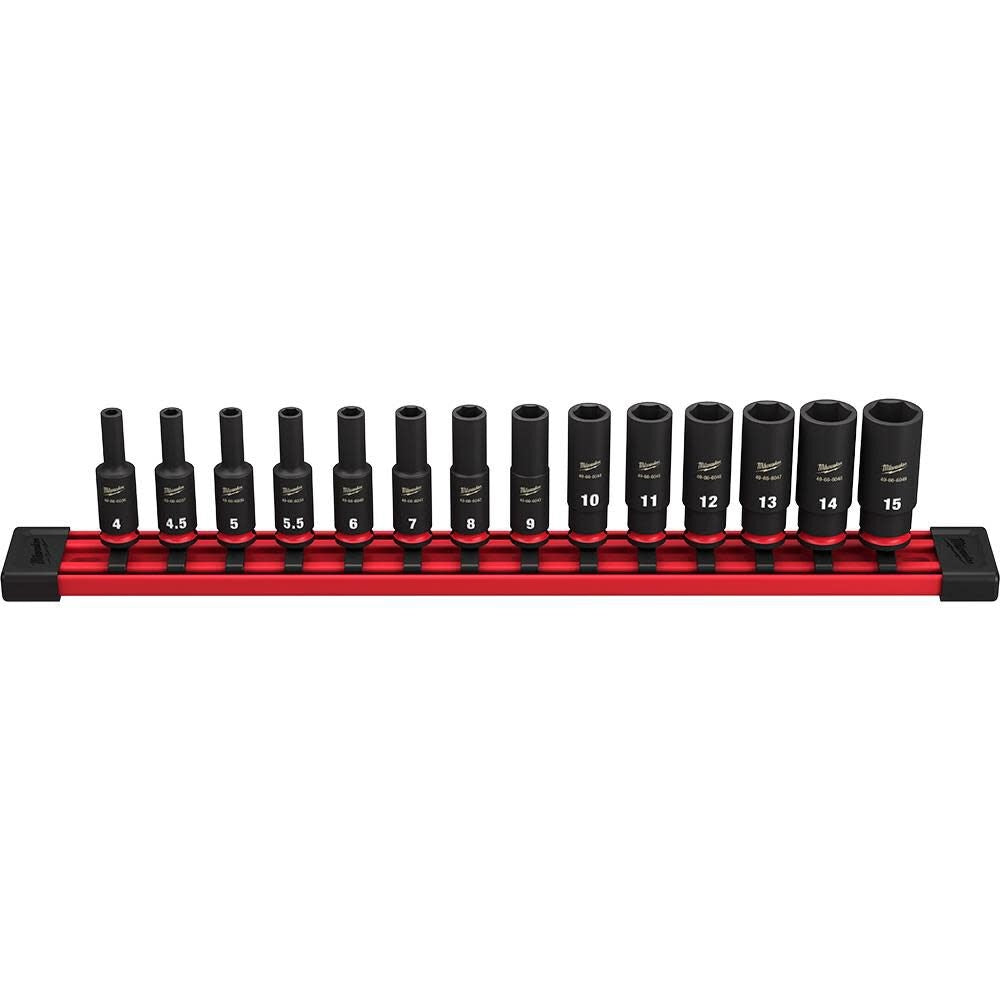 Milwaukee 49-66-7003 14PC SHOCKWAVE Impact Duty  Metric Deep 6 Point Socket Set - Ace Tool Group - Milwaukee