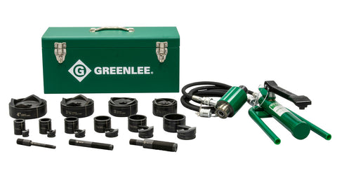 Greenlee 7610SB 11-Ton Hydraulic Knockout Kit with Foot Pump and Slug-Buster® 1/2" - 4" - Ace Tool Group - Greenlee