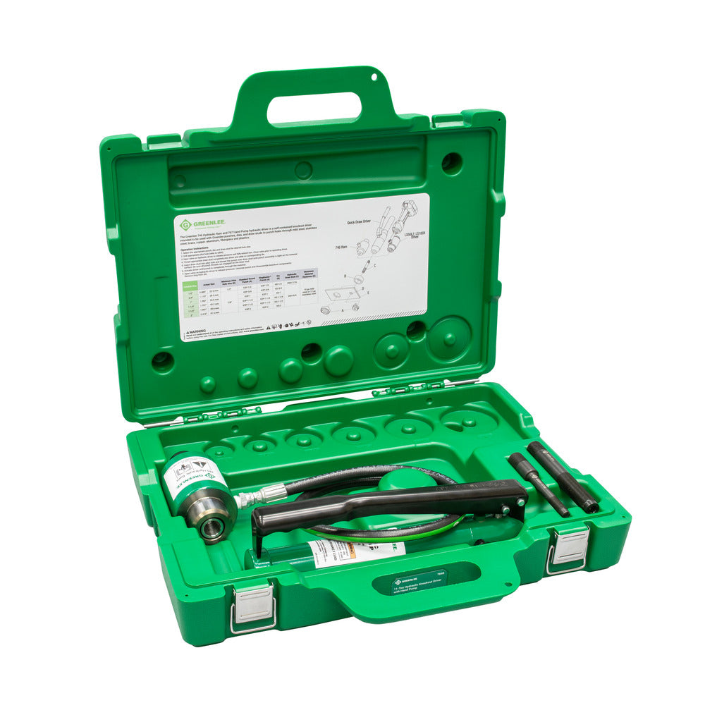 Greenlee 7646 11-Ton Hydraulic Knockout Driver with Hand Pump - Ace Tool Group - Greenlee