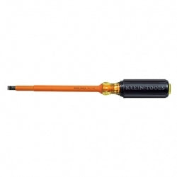 Klein Tools 602-7-INS Insulated 5/16'' (8 mm) Cabinet-Tip  7'' (178 mm) Round-Shank Screwdriver - Ace Tool Group - Klein