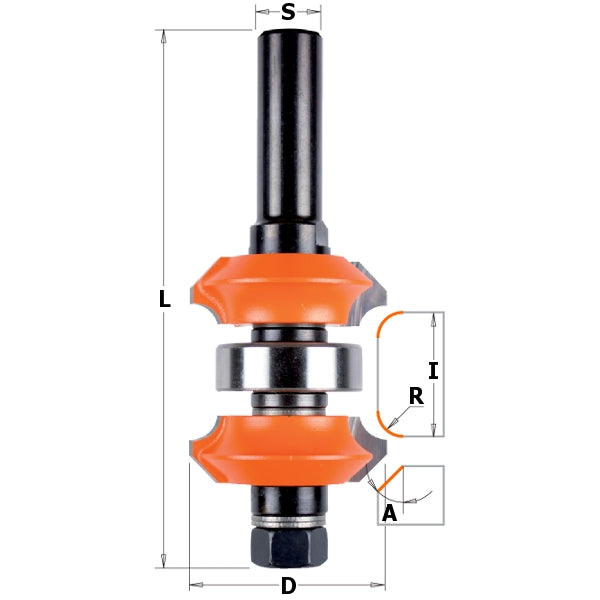 CMT 800.623.11 Adjustable Roundover and Bevel Bit, 1-1/2-Inch Diameter, 1/2-Inch Shank - Ace Tool Group - CMT