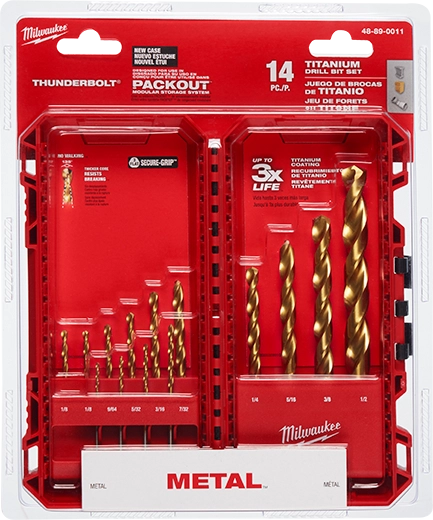 Milwaukee 48-89-0011 THUNDERBOLT Titanium Coated Drill Bit Set -14 pc - Ace Tool Group - Milwaukee