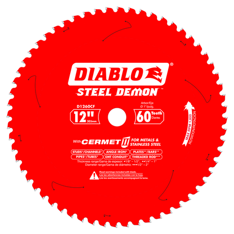 Diablo Tools 12" X 60-Teeth Steel Demon Cermet Ii Saw Blade For Medium Metal - Ace Tool Group - Diablo