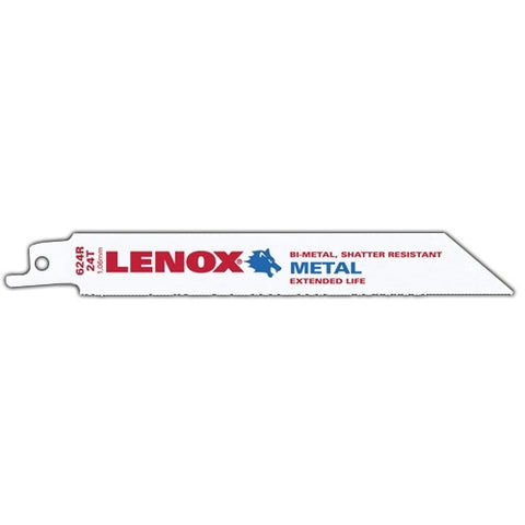 Lenox Metal Cutting Reciprocating Saw Blade With Power Blast Technology Bi-Metal 6-Inch 24 Tpi 5/Pk - Ace Tool Group - Lenox