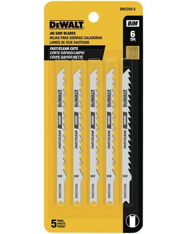 Dewalt Dw3703-5 6Tpi Tg U-Shk Cobalt Steel Js Bld (5 Pk) - Ace Tool Group - DeWalt