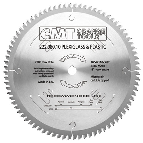 CMT 222.096.12 Industrial Plexiglass and Plastic Saw Blade, 12-Inch x 96 Teeth MATB Grind with 1-Inch Bore - Ace Tool Group - CMT